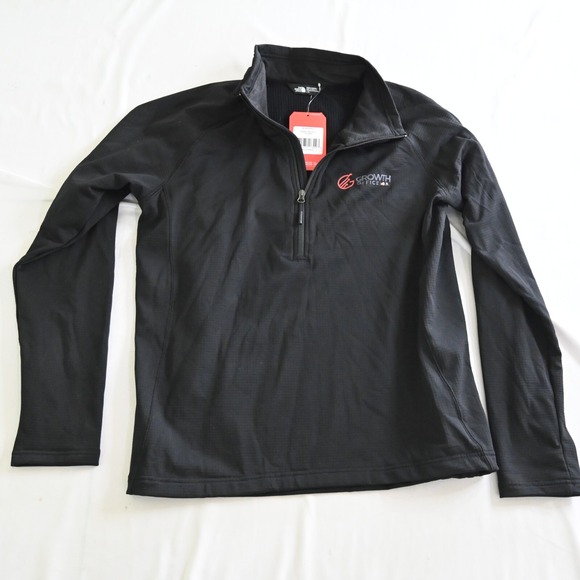 NEW North Face Mountain Peaks Quarter‎ Zip Fleece Jacket Black  Mens Large LOGO* - Picture 1 of 8